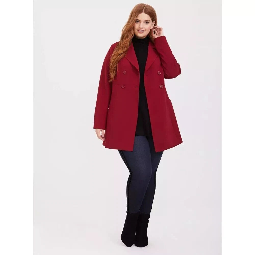 Torrid Twill A-Line Trench Coat‎ Sze 5 Red A sleek A-line trench coat